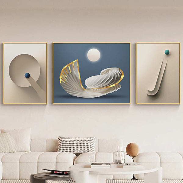 Morandi color porch decorative painting modern Nordic style triptych abstract hanging painting living room sofa background wall painting