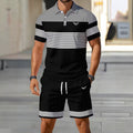hot-selling men's polo shirt set, new summer two-piece casual short-sleeve and shorts set, dropshipping available