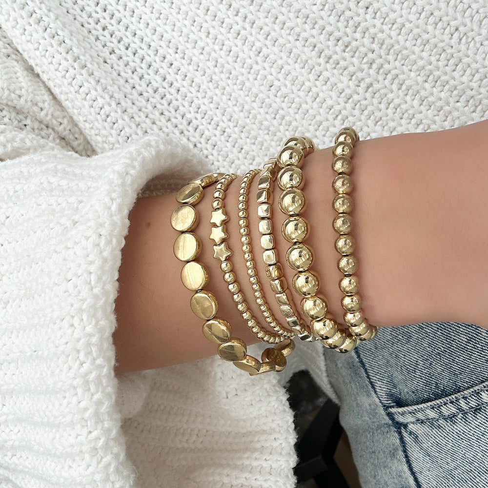 Handmade beaded bead chain wholesale fashion cross-border jewelry metal style stylish geometric versatile alloy stacked bracelet for women
