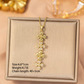 [titanium steel] cross-border popular diamond-filled four-leaf clover long necklace for women, accessible luxury, high-end niche clavicle chain jewelry