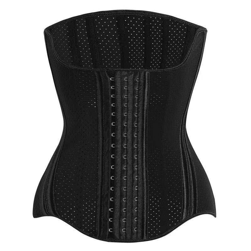 Enhanced postpartum latex belly wrap - breathable hourglass shaper with three-row hook-and-eye closure for body sculpting and fitness