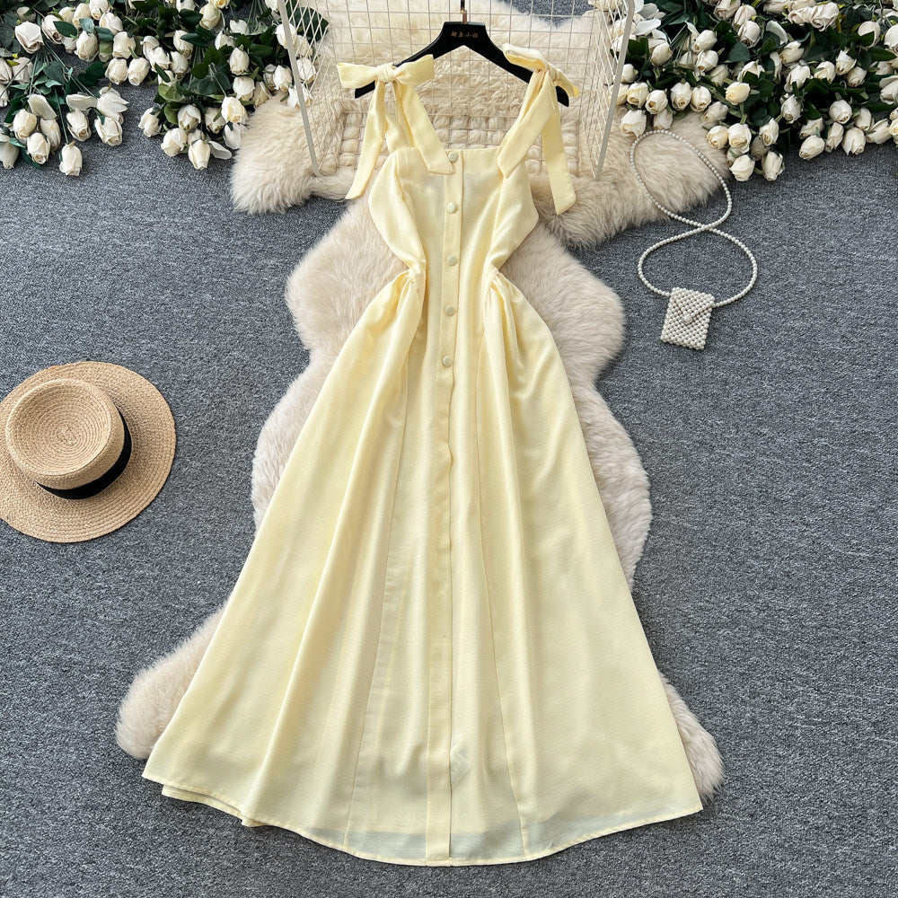 Vacation style pink suspender sweettie backdress women's summer relaxed style high waistslimming look a-line long skirt work clothing