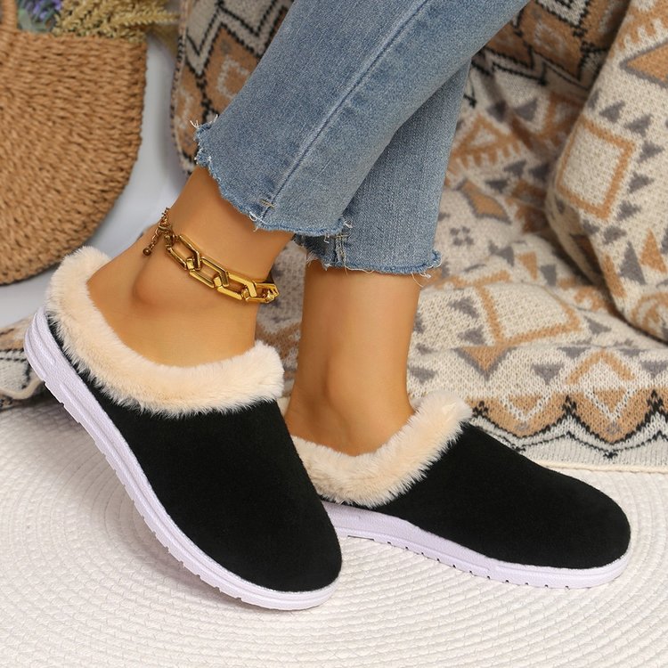 Export24new arrivallow ankle round toe fleece-linedflats women's cross-border plus size suede heattech round toe flatsfall and winter cotton shoes