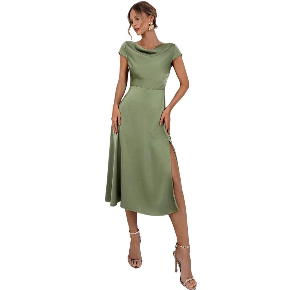 Summernew arrivalartificial silk dress slit satin satin long skirt wholesale european and american clothing classysenseexport