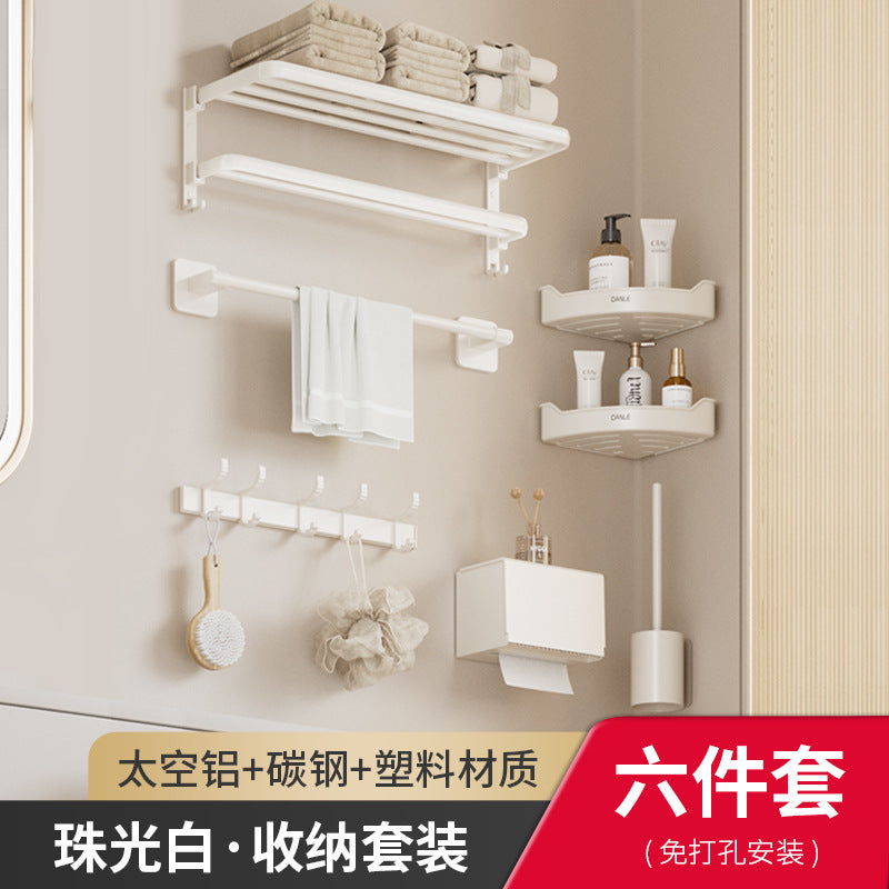 White bathroom triangular rack, no punching on the toilet wall, toilet corner basket storage, bathroom pendant set