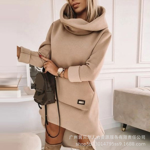 (LZS6106 series) Cross-border  2023 European and American new turtleneck hooded medium and long sweater