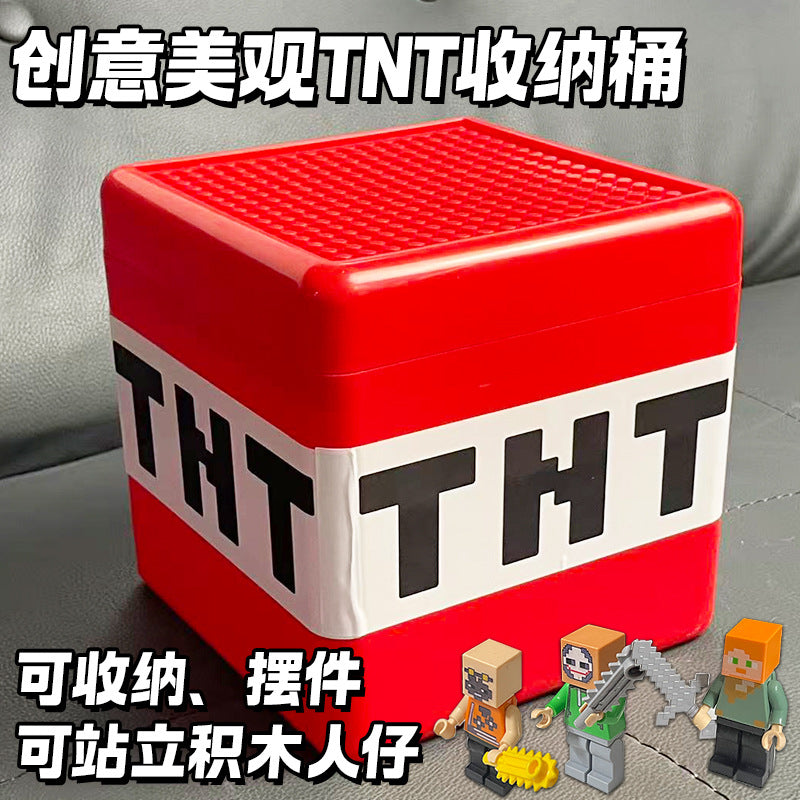 my magnetic world gold question mark tnt storage box snack toy building blocks boy gift storage bucket