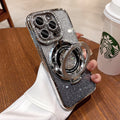 Suitable for apple 17promax light luxury rhinestone electroplated mobile phone case 15 glitter magnetic holder apple 16 protective cover
