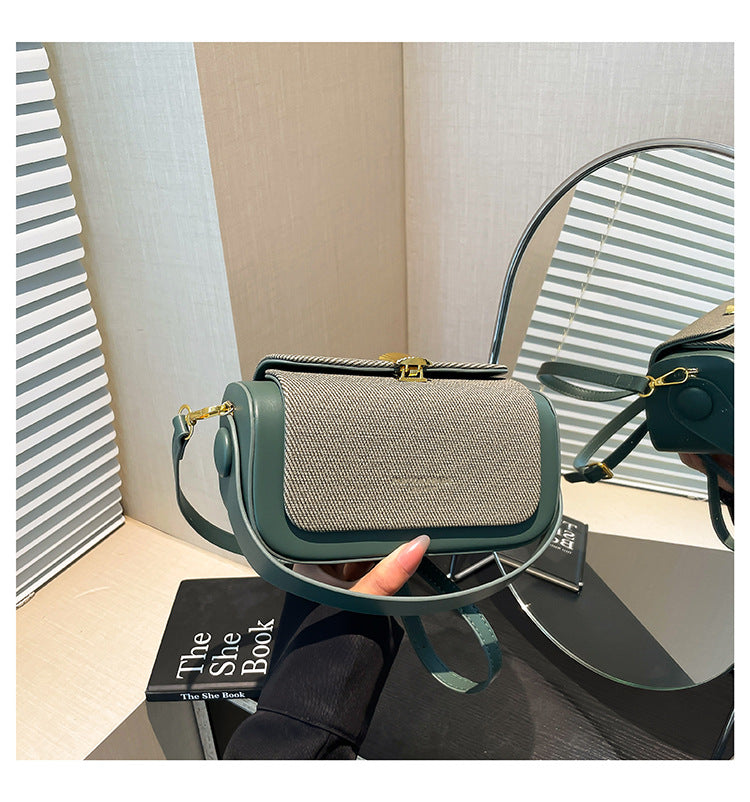 Cross-border high-end light luxury retro bag women's 2025 new niche contrasting color shoulder messenger bag commuter small square bag