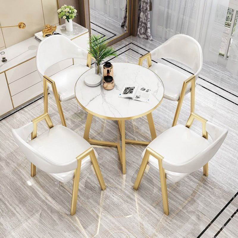Nordic light luxury negotiation table and chair set - modern minimalist coffee shop/milk tea shop small round table for sales centers and casual reception areas