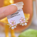 Sakura pink jelly flower sense of design small fresh pearl artsy daily earrings fairy fashionable popular earrings
