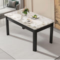 Nordic rock slab dining table and chair set - minimalist modern rectangular faux solid wood home dining table for small spaces