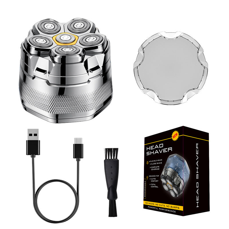 magnetic six-blade bald head handy gadget electric shaver shaving hairdressing full body washable fast charging digital display