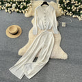 Fashion celebrity fashion rhinestone round neck knittingcardiganhigh waistloose wide legpantsfall and winterknittingtwo-piece set for women