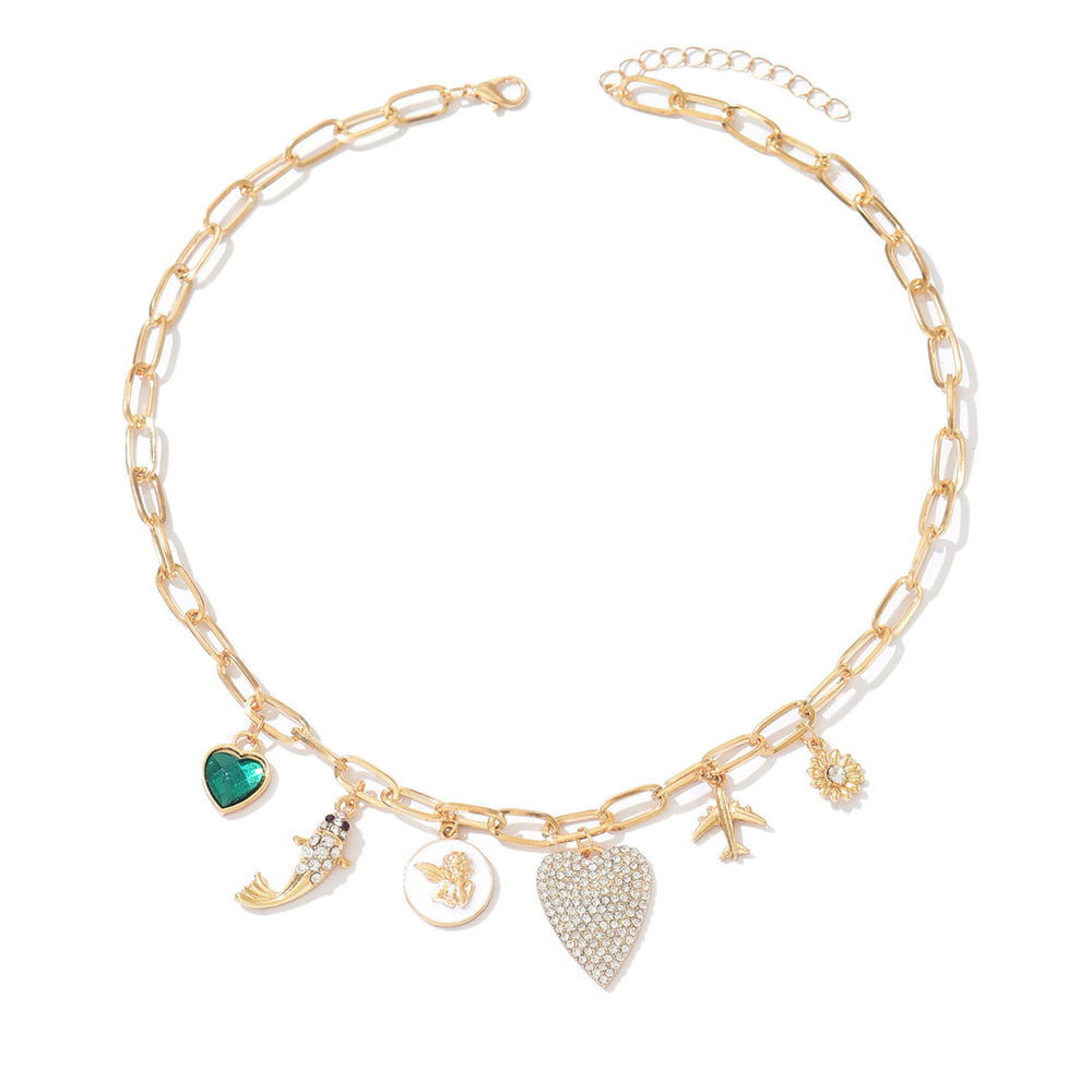 Wholesale heart necklaces: european & american cross-border fashion jewelry, unique & affordable luxury, high-end floral gemstone accessories, choker necklaces