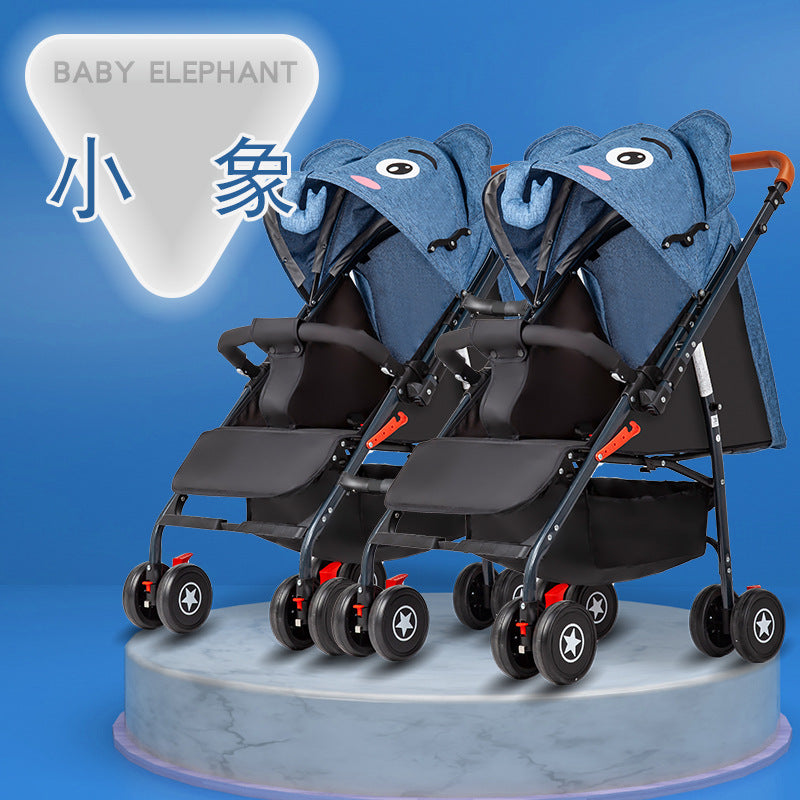Wholesale double stroller: lightweight, high-view, convertible (sitting/reclining), detachable, foldable, twin baby pram