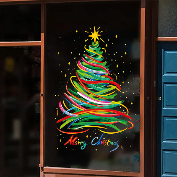 new Christmas static glass sticker Christmas tree snowflake decoration window sticker PVC static sticker