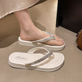 Women's flip-flops summer outwear 2025 new beach ins travel fashion easiest for matchthick sole pearl sandals women's sandals