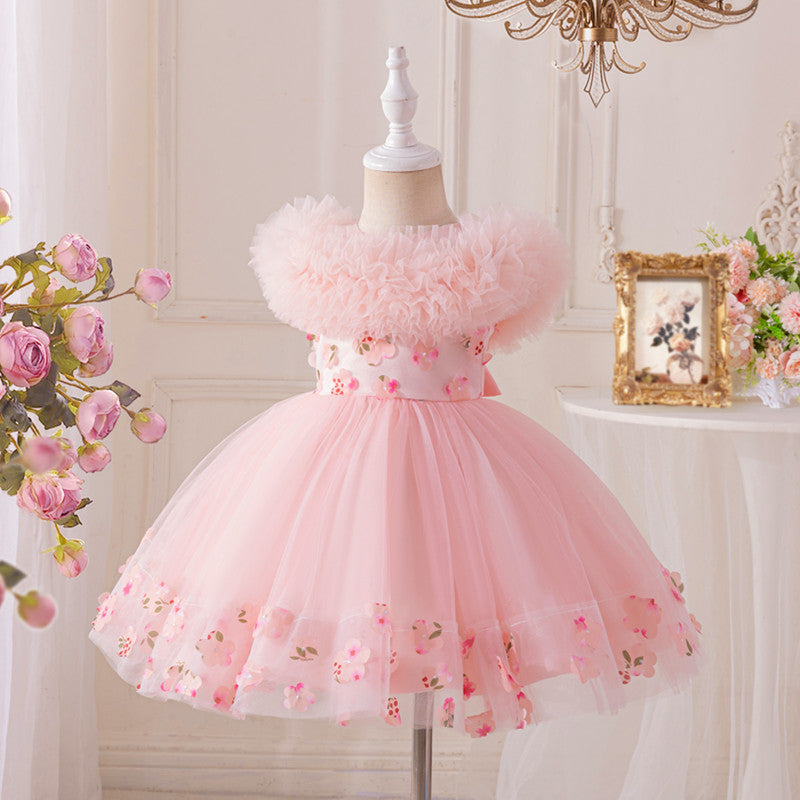 New arrival cross-border kids performance dress lace princess skirt festival tutu skirt gauze skirt first birthday dress performance costume