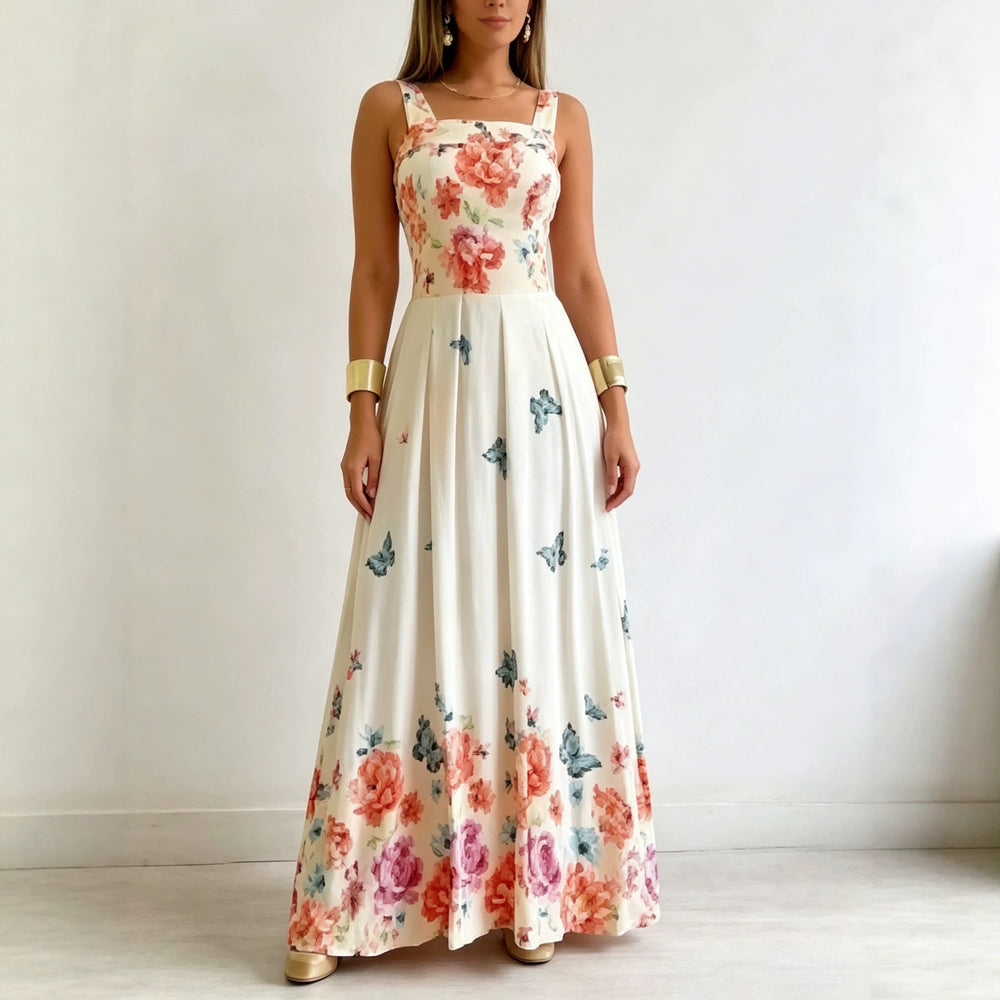 european and american cross-border women's floral print cami dress