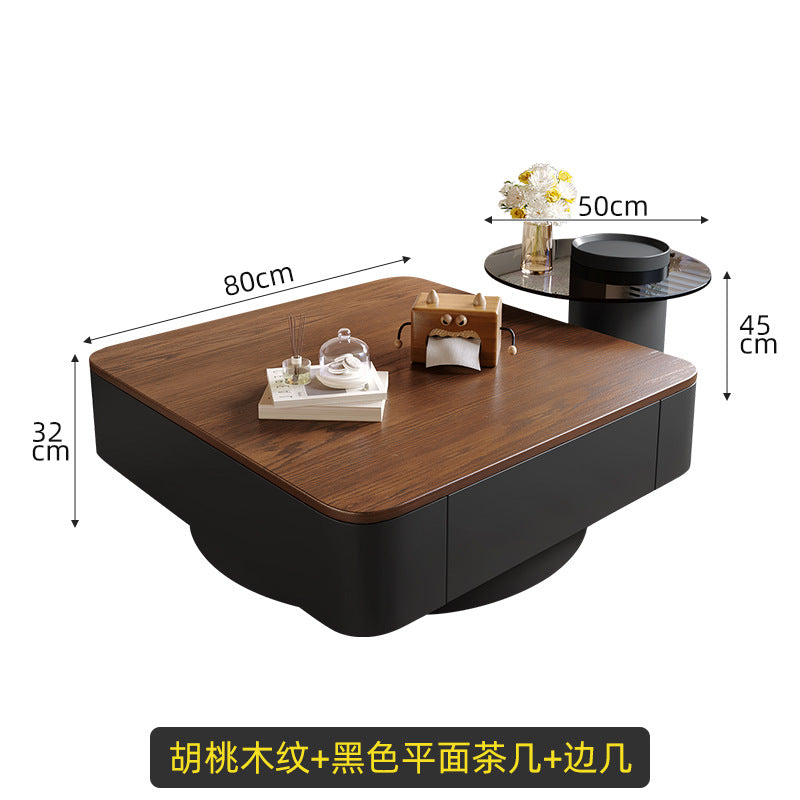 Chinoiserieretro solid wood coffee table living room for home small apartment medieval style walnut color solid wood square coffee table combination