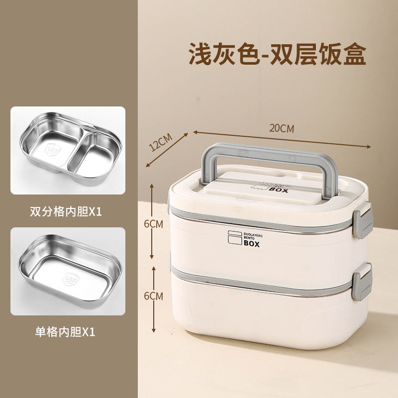 304 stainless steel thermal insulation lunch box can be heated in microwave oven, multi-layer bento box, portable and divided lunch box for office workers
