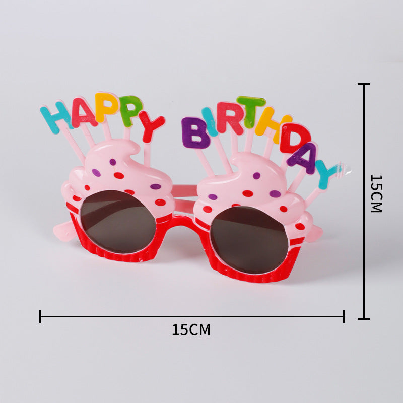 Birthday glasses - plastic, creative kids' happy party photo props, cake decoration, atmosphere photo props