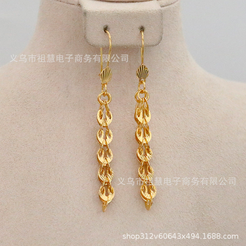 24k gold-plated ethiopian women's round earrings for daily wear bridal gift