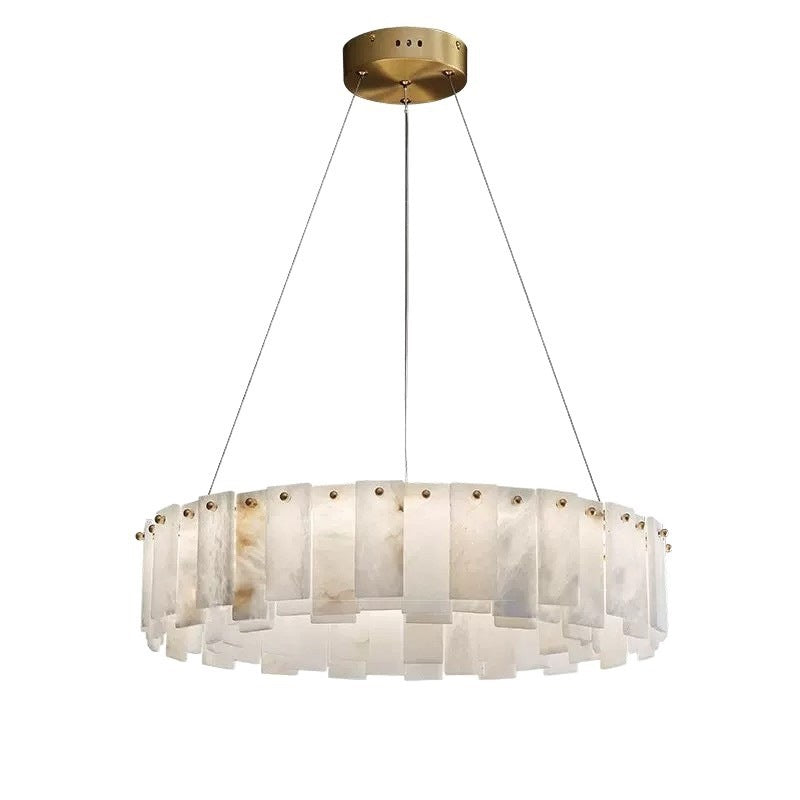 All-copper spanish marble living room chandelier - high-end, light luxury, villa, postmodern minimalist style for study, bedroom, and dining room