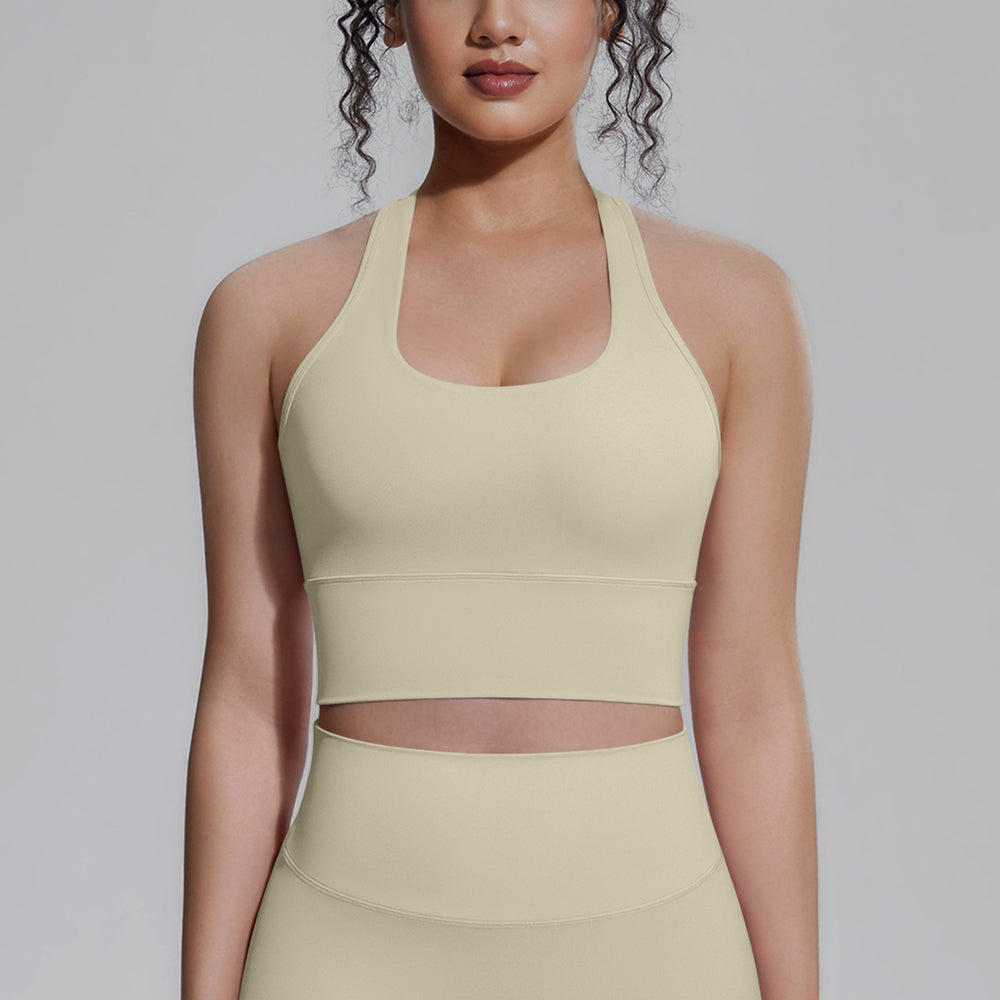 Naked-feel compression sports bra yoga top - quick-dry racerback workout tank with padded yoga bra