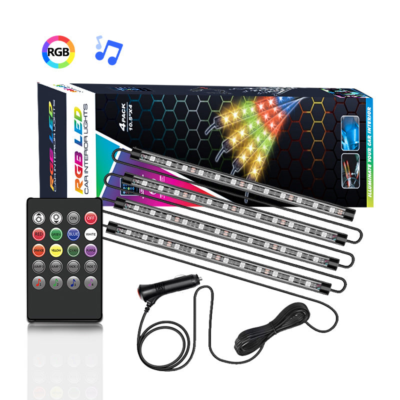 LED car ambient light rgb voice-activated music light car sole decorative light colorful rhythm light color box