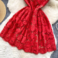 Luxury style sleeveless dress for women - summer mesh lace, cinched waist design, mature & chic, queen bee mini dress