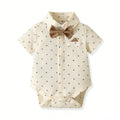 Boys' spring outfit set: stylish and unique, high-end collared shirt and overalls two-piece set for kids
