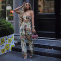 e-commerce: european and american style women's sexy lace-up bandeau top and tassel-trimmed trousers, jacquard fashion set