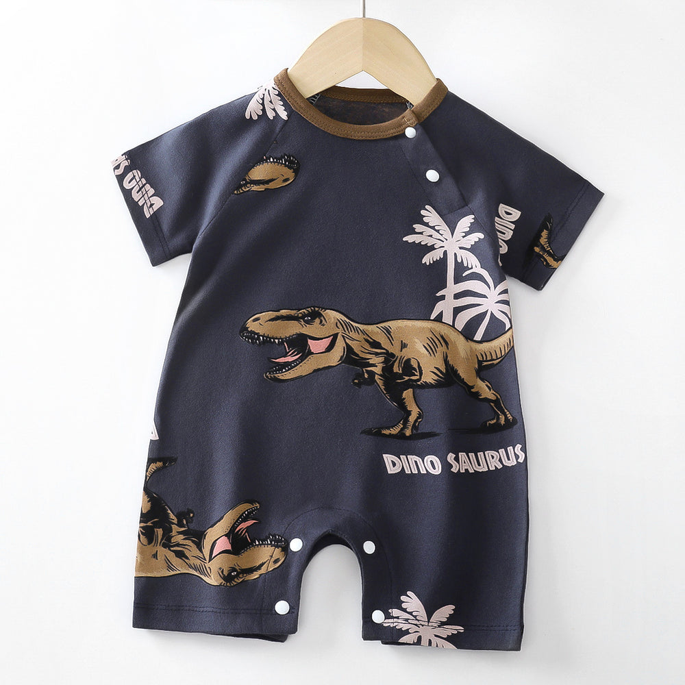 Baby clothes summer thin pure cotton air-conditioning clothes pajamas newborn baby short-sleeved onesie baby outing khaki crawling
