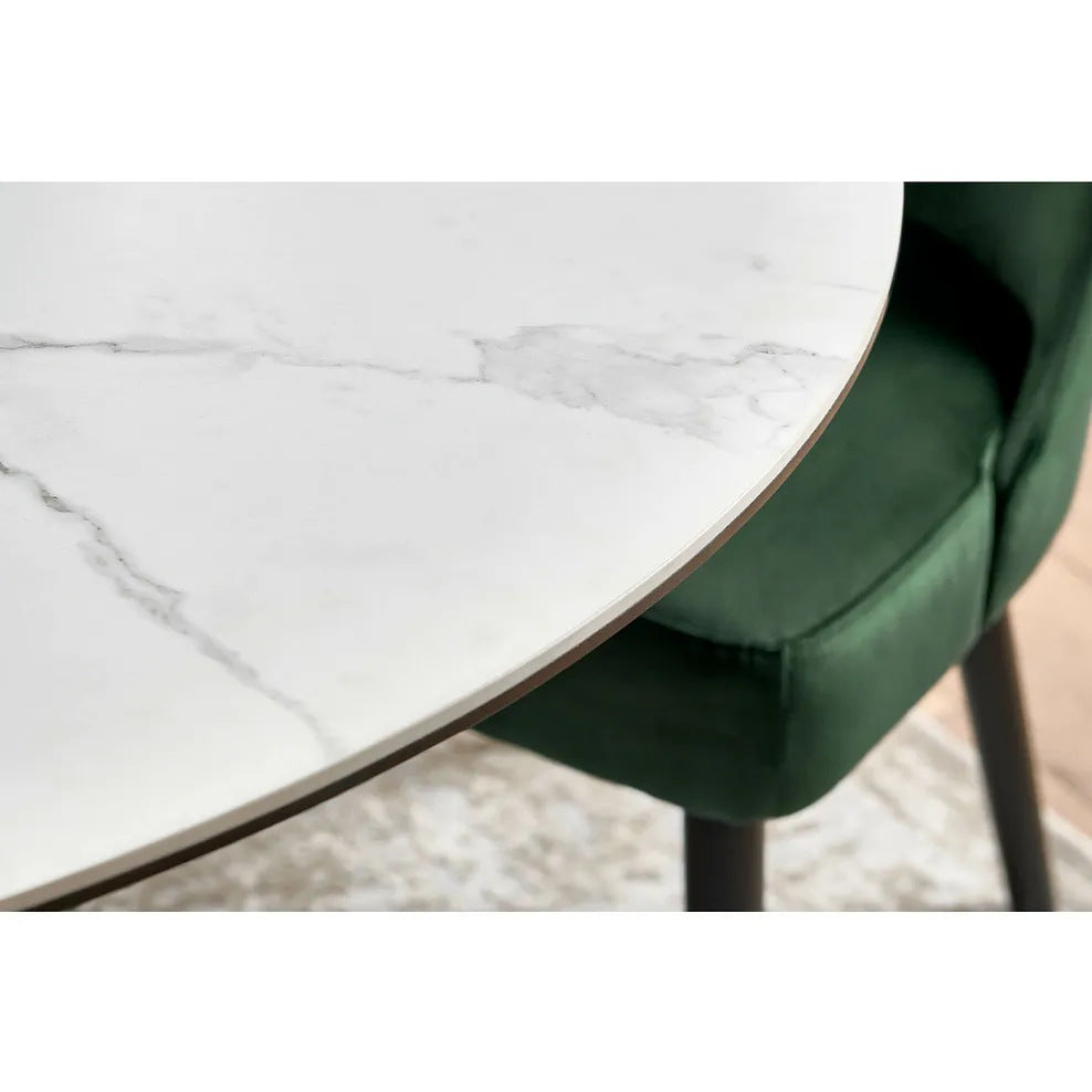 Tempered glass dining table - modern minimalist dining set with luxury rock slab tabletop