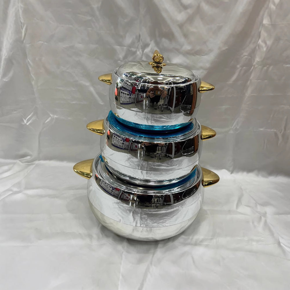 3pcs gold-plated and silver-plated 3-piece thermal insulation box 1l-2l-3.5l