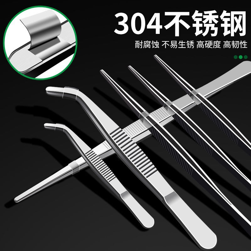 304 stainless steel tweezers thickened round elbow dressing tweezers fish tank aquatic plant tool repair clip