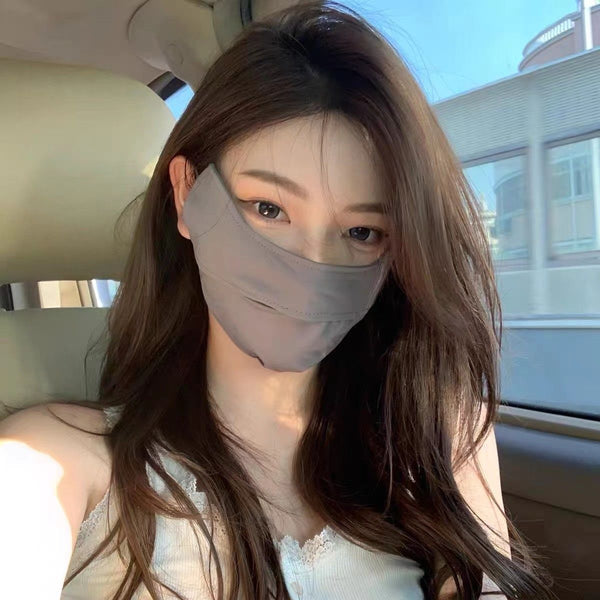 Breathable sunscreen mask UV protection women summer thin ice silk cooling Internet celebrity sunshade full face mask eye corner protection