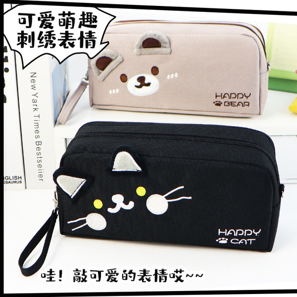 Pencil bag custom primary school students niche pencil case large capacity high value cat stationery bag junior high school girls pencil bag