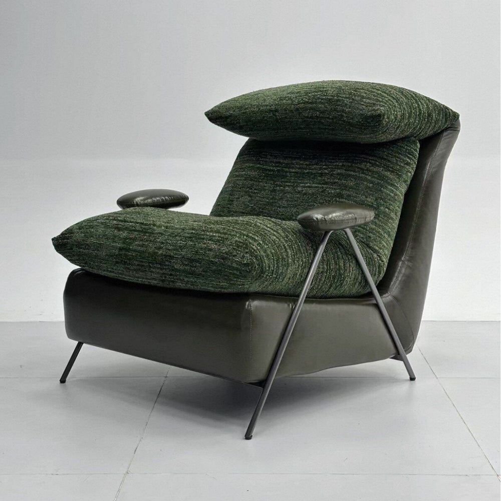 Leisure chair living room sofa chair balcony single chair italian normcorecasual chair first layer cowhide down soft chair