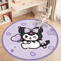 Cute kuromi round rug for living room, computer chair mat for study, foot pad for dressing table in cloakroom, bedside blanket for bedroom