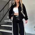 fashion color block two-piece set for women: autumn casual activewear collection - perfect for us & european cross-border e-commerce (, )