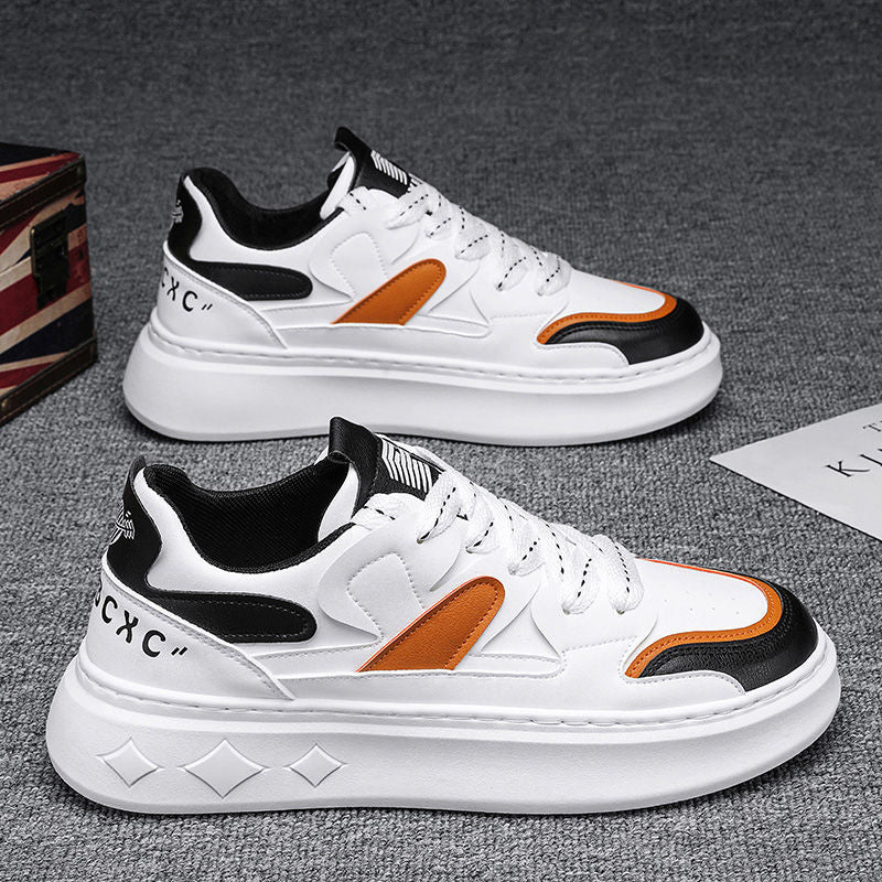 Men's winter trendy versatile low-top casual sneakers student sports thick-soled height-increasing white trendy shoes popular shoes