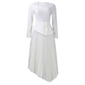 D617 european and american cross-border women's clothing  spring new arrival: elegant asymmetrical neck high-waisted midi dress for export