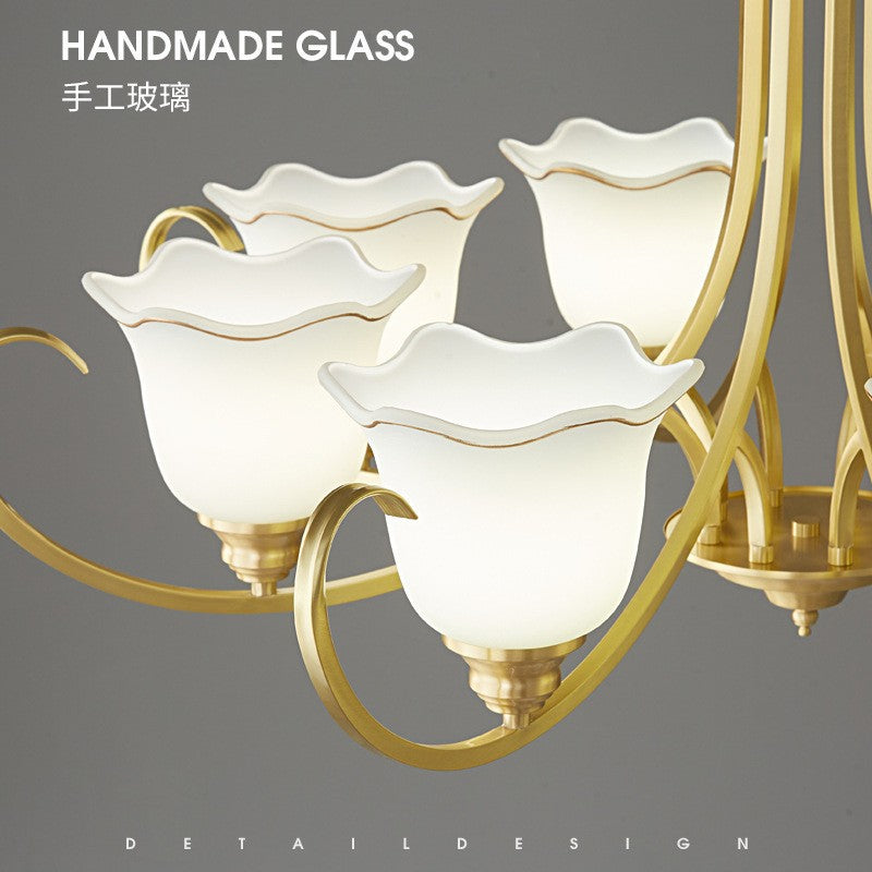 American all-copper chandelier living room dining room bedroom light luxury European copper lamps modern simple Nordic atmospheric lighting