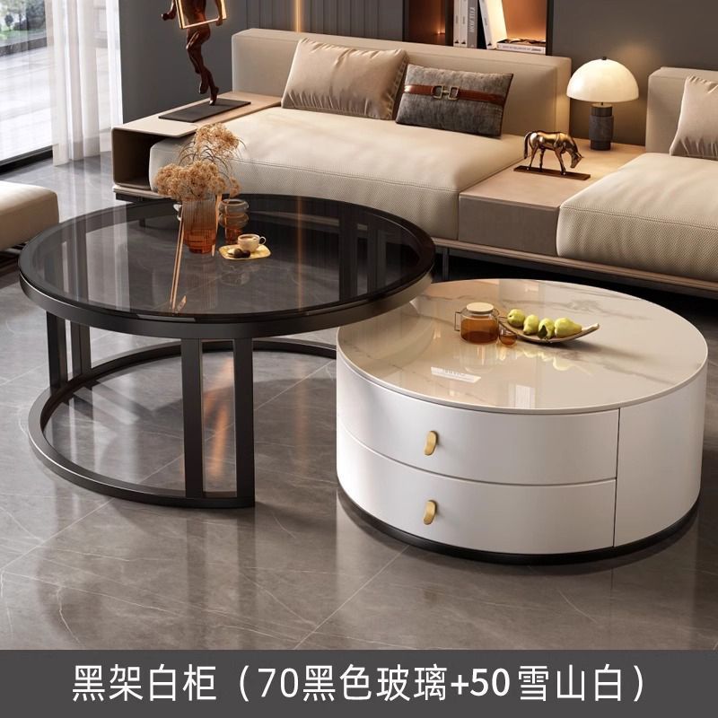New arrivalaccessible luxury coffee table living room for homecasual modern small apartment classy table round slate popular retractable