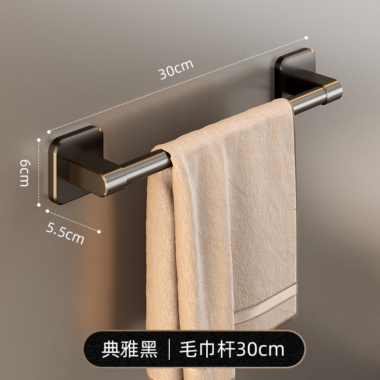Towel rack bathroom punch-free bathroom shelf storage rack wall-mounted toilet bathroom towel hanging rod single pole