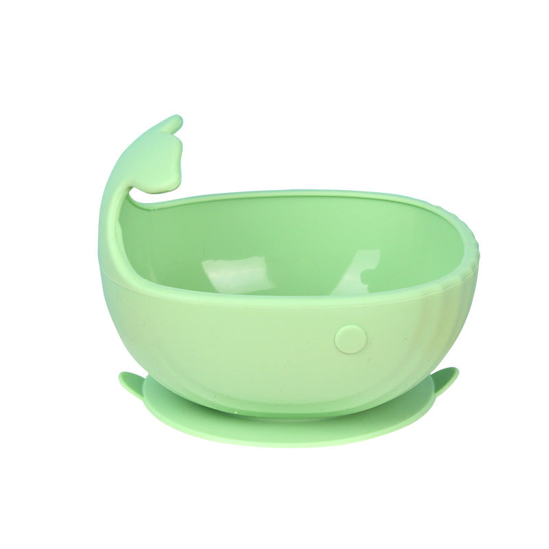Food grade children's feeding tableware, silicone complementary food bowl spoon set OEM, baby suction cup silicone bowl customization