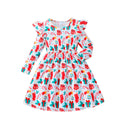 Girls' dress for toddlers and young children, all-over print long sleeve dress